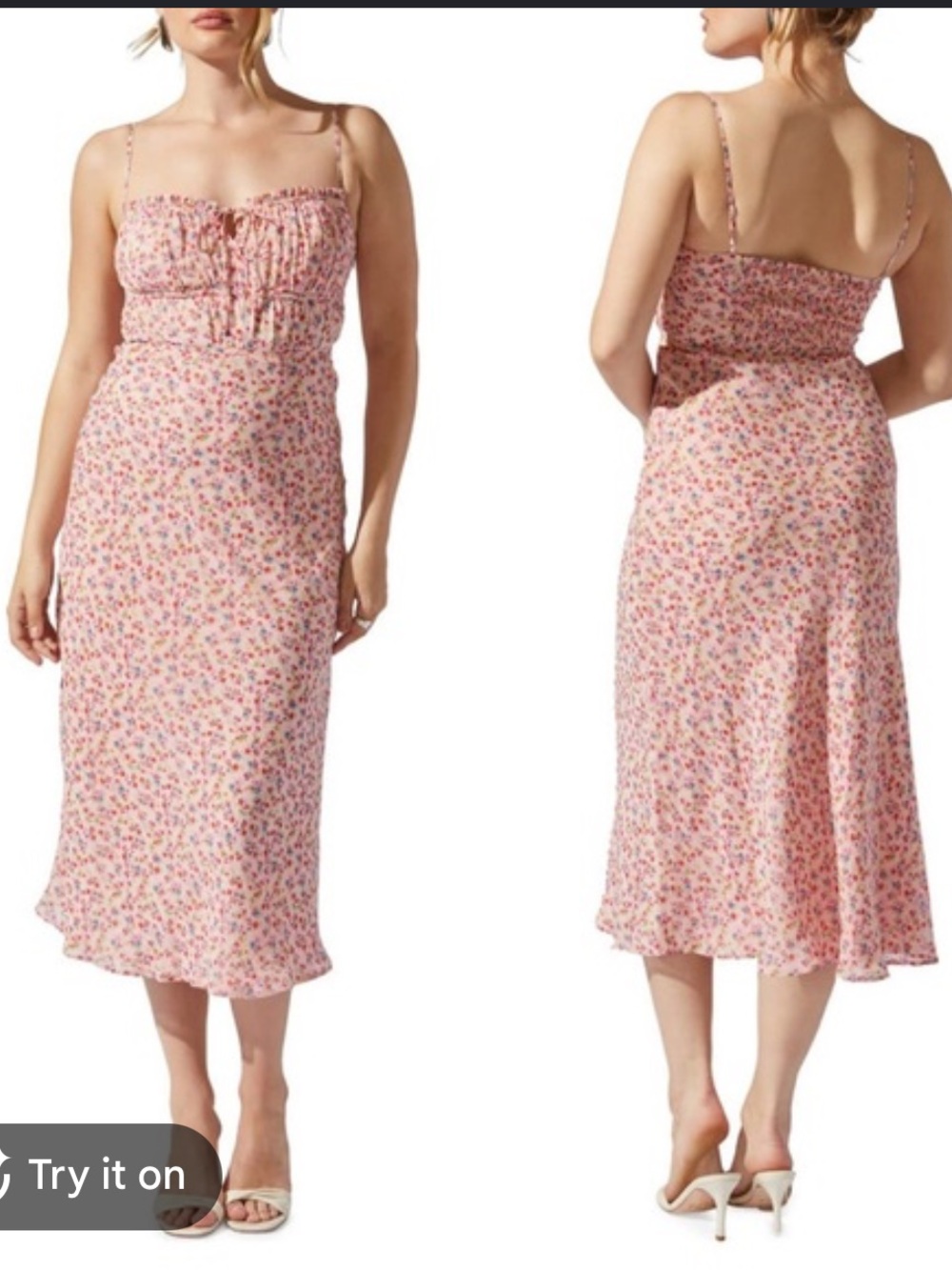 Astr the label Pink Floral Maxi Dress with Spaghetti Straps riches back chiffon
